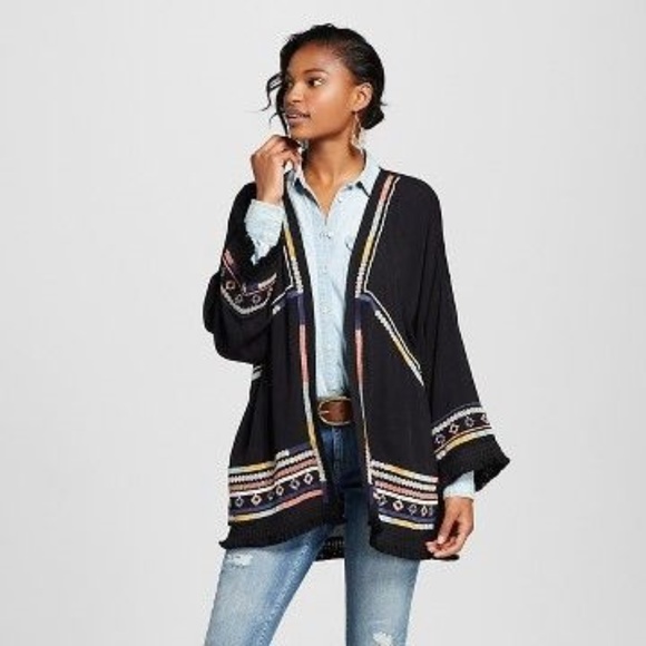 Knox Rose Jackets & Blazers - New KNOX ROSE Black Embroidered Kimono Jacket [B6]